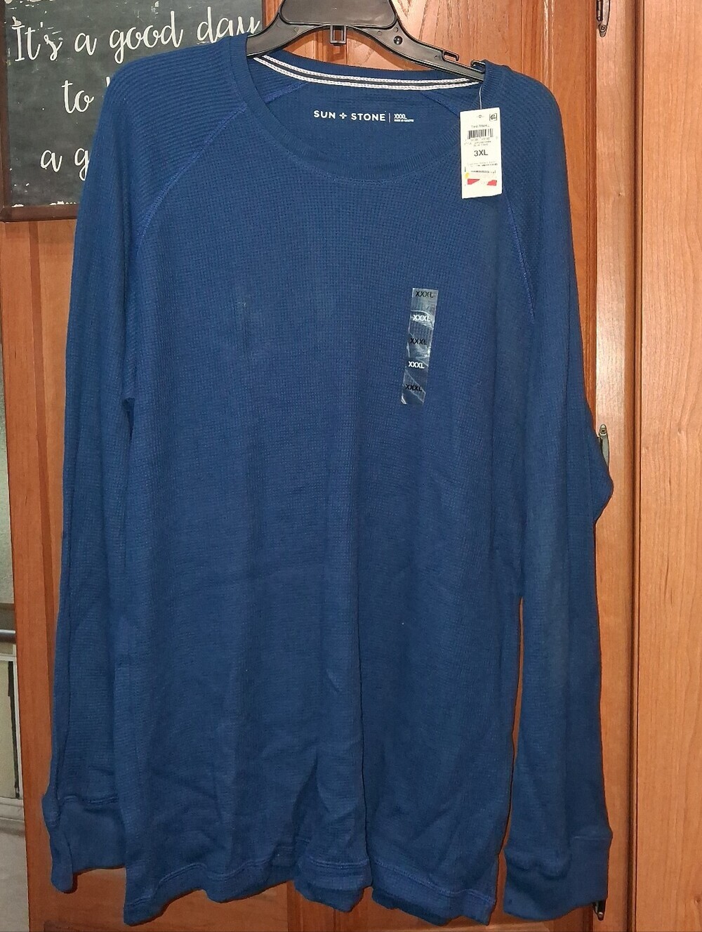 Sun + Stone Men's Long-Sleeve Thermal Shirt in Navy Blue In An XXXL. NWT